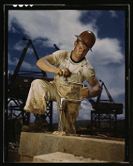 Carpenter at work on Douglas Dam, Tennessee (TVA) (LOC)