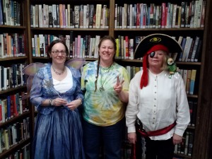 In costume at the library